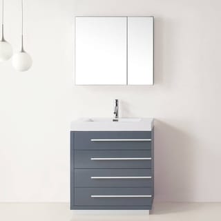 Virtu USA Bailey 30-inch Grey Single Sink Bathroom Vanity Set