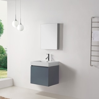 Virtu USA Zuri 24-inch Grey Single Sink Bathroom Vanity