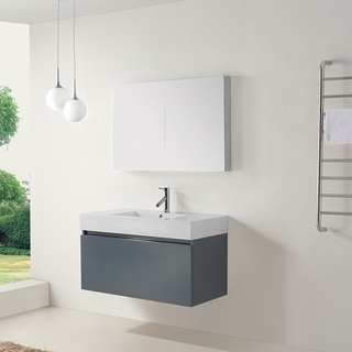 Virtu USA Zuri 39-inch Grey Single Sink Bathroom Vanity