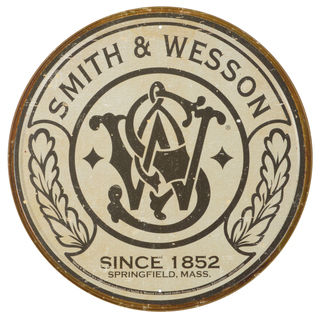 Vintage Metal Art 'Smith & Wesson' Decorative Round Tin Sign