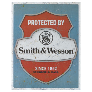 Vintage Metal Art 'Smith & Wesson Protected' Decorative Tin Sign
