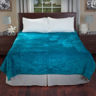 Lavish Home Soft Mink Aqua Blue Queen Size Blanket