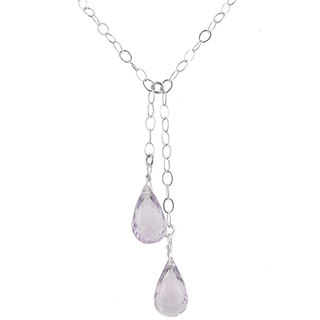 Ashanti Sterling Silver Pink Amethyst Gemstone Handmade Necklace (Sri Lanka)