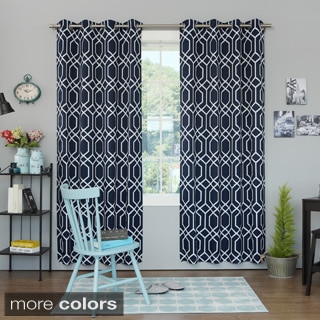 Aurora Home Geometric Trellis Printed Room Darkening Curtain Panel Pair