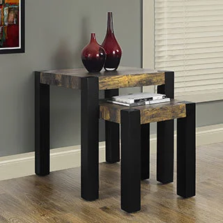 Distressed Reclaimed-Look Black Nesting Tables (Set of 2)