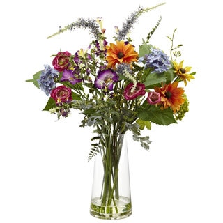 Nearly Natural 24-inch Spring Garden Flowers/ Vase