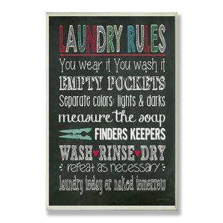 Laundry Rules Typography Chalkboard Bath Wall Plaque