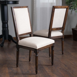 Madison Weathered Oak Fabric Dining Chair (Set of 2) by Christopher Knight Home
