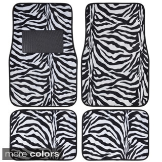 BDK Safari Zebra Colorful 4-Piece Universal Carpet Floor Mat Set