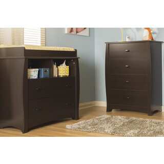 South Shore Beehive Espresso Changing Table and 4-drawer Chest
