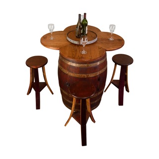 Wine Barrel Table Set with Open Rack Base