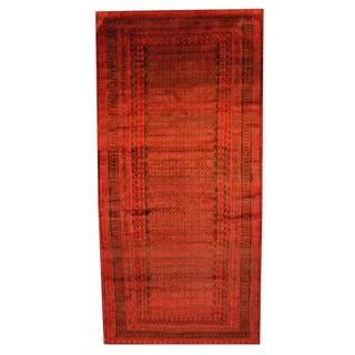 Herat Oriental Afghan Hand-knotted Tribal Balouchi Red/ Black Rug (5'7 x 11'7)