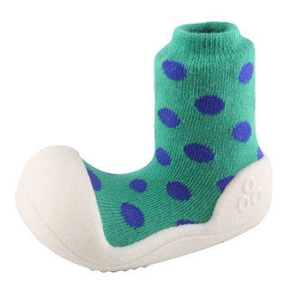 Attipas Infant Green Polka-dotted Cotton and Rubber Shoes