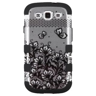 INSTEN Lace Flowers Tuff Rubberized Hard PC/ Silicone Phone Case Cover For Samsung Galaxy S3 GT-i9300