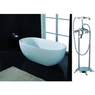 AKDY 67-inch OSF277+8713-AK Europe Style White Acrylic Free Standing Bathtub with Faucet