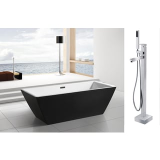 AKDY 70-inch OSF273+8733-AK Europe Style White Acrylic Free Standing Bathtub with Faucet