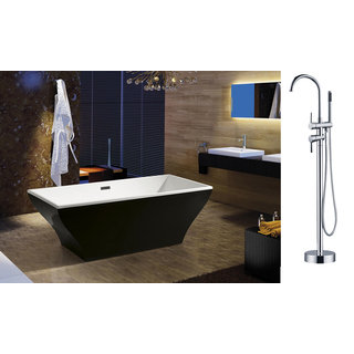 AKDY 67-inch OSF296-B+8723-AK Europe Style White Acrylic Free Standing Bathtub with Faucet