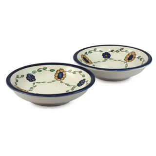 Set of 2 Handcrafted Ceramic 'Margarita' Dinner Bowls (Guatemala)