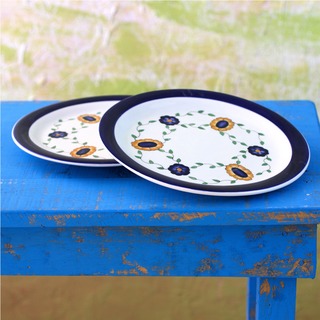 Handmade Set of 2 Ceramic 'Margarita Blue' Dinner Plates (Guatemala)