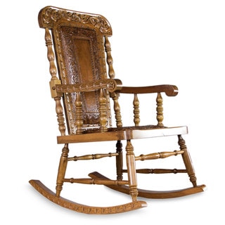 Mohena Wood and Leather 'Royal Colonial' Rocking Chair (Peru)