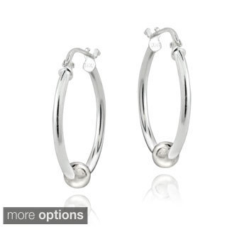 Mondevio Silver Bead Hoop Earrings