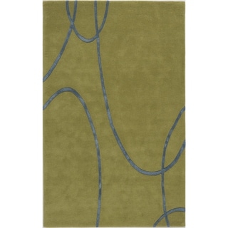 Hand-crafted Splendor Green/ Blue Rug (5' x 8')