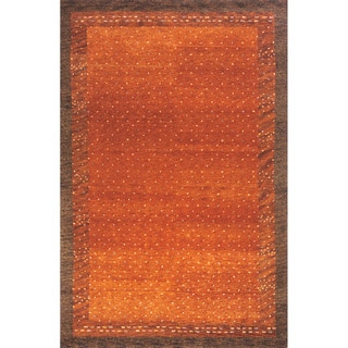 Sierra Paprika Hand-knotted Indian Wool Rug (5'3" x 8')
