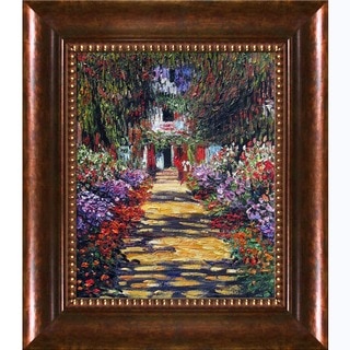 Claude Monet Garden Path at Giverny Hand Painted Framed Canvas Art