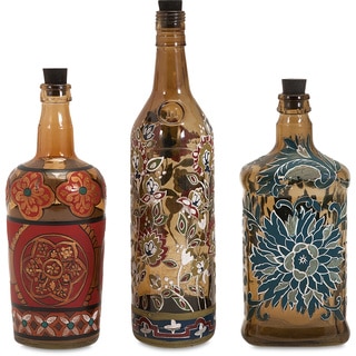 Reclaimed Hand-Painted Bottles (Set of 3)