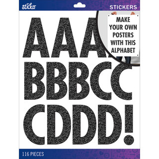 Sticko XL Alphabet Stickers-Black Glitter Futura Regular XL