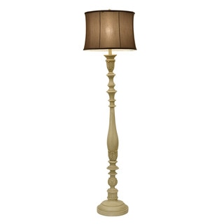 Antique Ivory Floor Lamp with Faux Silk Shade