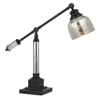 Cal Lighting Dawson Metal Antiqued Glass Shade Desk Lamp