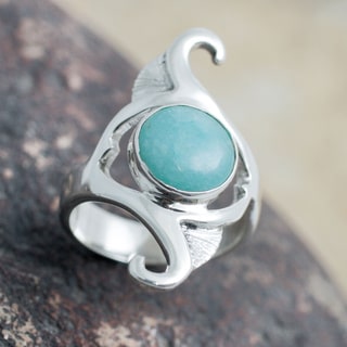 Handcrafted Sterling Silver 'Classic Curves' Amazonite Ring (Peru)