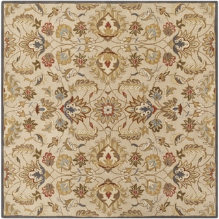 Hand-tufted Micah Beige/Green Wool Rug (9'9 Square)