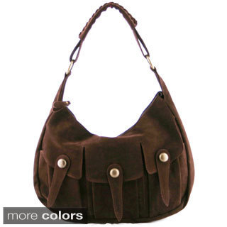 24/7 Comfort Apparel Faux Suede Tri-pocket Handbag