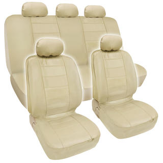 BDK Premium Beige PU Leather Car Seat Cover Set