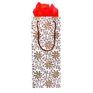 Set of 2 Hand-crafted Chamomile Cotton Wine Gift Bags (India)