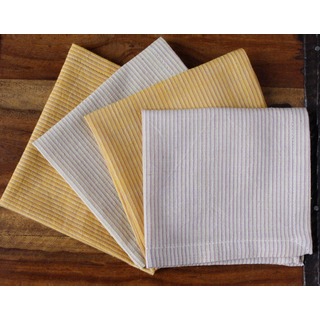 Set of 4 Hand-woven Striped Honey Napkins (India)