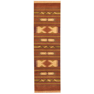 Herat Oriental Indo Hand-woven Chenille Dhurrie Wool Runner (2'6 x 8')
