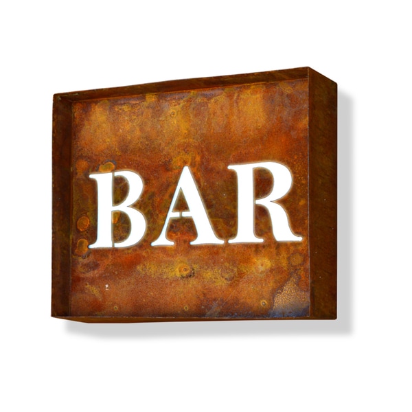 Pre-rusted Steel Laser Cut Bar Iconic Profession/Commercial MarqueeSign