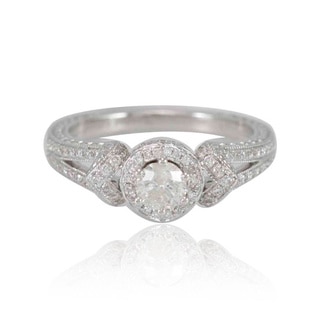 Suzy Levian 18k White Gold 4/5ct TDW Engagement Ring (F-G, I1-I2)