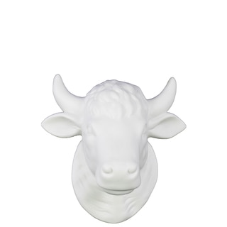 Matte White Ceramic Cattle Head wall Decor