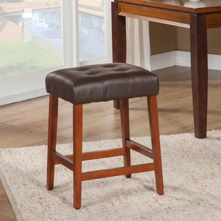 HomePop Tufted Faux Leather Square Counter Stool