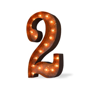 Indoor/ Outdoor Commercial Grade Rusted Steel Number '2' Iconic Profession/Commercial MarqueeLight