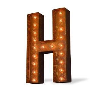 Indoor/ Outdoor Rusted Steel Alphabet Letter 'H' Iconic Marquee Light