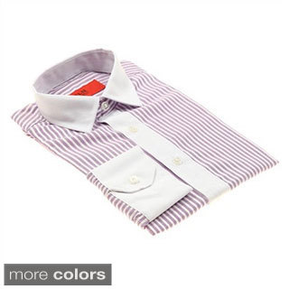 Elie Balleh Men's Slim Fit Neutral Striped Dress Shirt