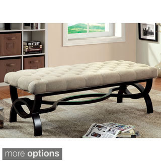 Furniture of America Chrissie Tufted Flax Bench