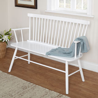 Simple Living Rubberwood White Shelby Bench