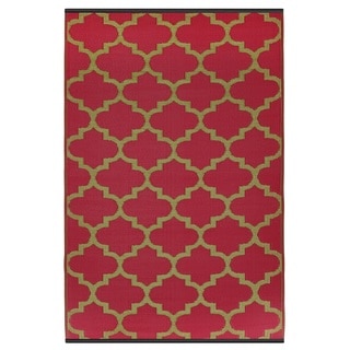 Indo Tangier Pinkberry and Bronze Geometric Area Rug (6' x 9')