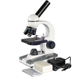 AmScope 40x-1000x Student Science Biological Compound Microscope with 10-piece Slide Collection